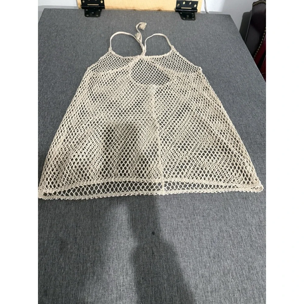 Wild Fable Crochet Net Beach Cover-Up in Beige Pool Vacation